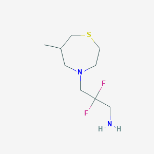 molecular formula C9H18F2N2S B13148014 2,2-Difluoro-3-(6-methyl-1,4-thiazepan-4-yl)propan-1-amine 