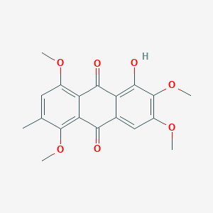 molecular formula C19H18O7 B13148053 1-Hydroxy-2,3,5,8-tetramethoxy-6-methylanthracene-9,10-dione CAS No. 139644-28-3