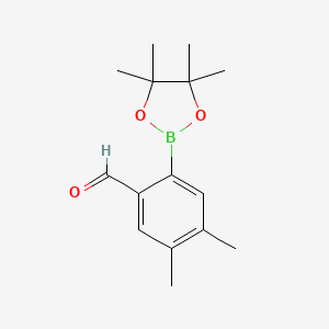 molecular formula C15H21BO3 B13148128 4,5-Dimethyl-2-(4,4,5,5-tetramethyl-1,3,2-dioxaborolan-2-yl)benzaldehyde 