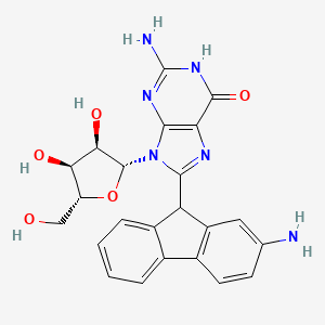 molecular formula C23H22N6O5 B13148157 N-(Guanosin-8-yl)-2-aminofluorene CAS No. 40762-21-8