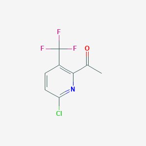 molecular formula C8H5ClF3NO B13148275 1-(6-Chloro-3-(trifluoromethyl)pyridin-2-yl)ethanone 