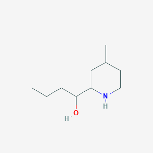 molecular formula C10H21NO B13148280 1-(4-Methylpiperidin-2-yl)butan-1-ol 