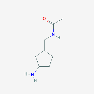 molecular formula C8H16N2O B13148325 N-[(3-Aminocyclopentyl)methyl]acetamide 