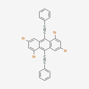 molecular formula C30H14Br4 B13148407 1,3,5,7-Tetrabromo-9,10-bis(phenylethynyl)anthracene CAS No. 84870-40-6