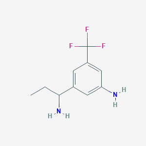 molecular formula C10H13F3N2 B13148423 3-(1-Aminopropyl)-5-(trifluoromethyl)aniline 