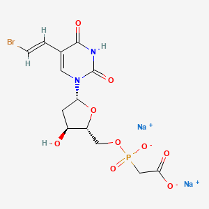 disodium;2-[[(2R,3S,5R)-5-[5-[(E)-2-bromoethenyl]-2,4-dioxopyrimidin-1-yl]-3-hydroxyoxolan-2-yl]methoxy-oxidophosphoryl]acetate