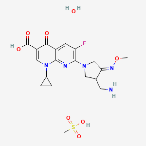 molecular formula C19H26FN5O8S B13148529 GemifloxacinMesylatehydrate 