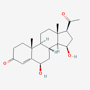 molecular formula C21H30O4 B13148580 (6R,8R,9S,10R,13S,14S,15R,17S)-17-Acetyl-6,15-dihydroxy-10,13-dimethyl-6,7,8,9,10,11,12,13,14,15,16,17-dodecahydro-1H-cyclopenta[a]phenanthren-3(2H)-one 