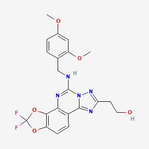 2-(5-((2,4-Dimethoxybenzyl)amino)-2,2-difluoro-[1,3]dioxolo[4,5-h][1,2,4]triazolo[1,5-c]quinazolin-8-yl)ethanol