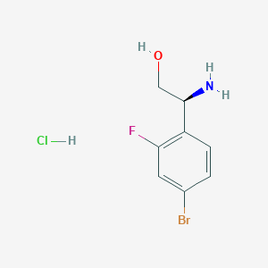 molecular formula C8H10BrClFNO B13148839 (S)-2-Amino-2-(4-bromo-2-fluorophenyl)ethanol hydrochloride 