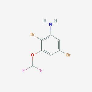 molecular formula C7H5Br2F2NO B13148857 2,5-Dibromo-3-(difluoromethoxy)aniline 