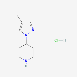 molecular formula C9H16ClN3 B13148880 4-(4-Methyl-1H-pyrazol-1-yl)piperidine hydrochloride 