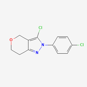 molecular formula C12H10Cl2N2O B13149037 3-Chloro-2-(4-chlorophenyl)-2,4,6,7-tetrahydropyrano[4,3-c]pyrazole 