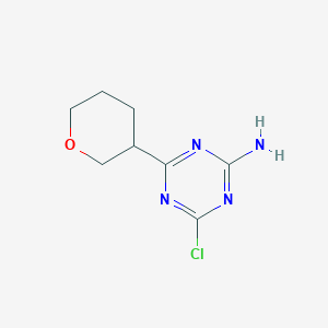 molecular formula C8H11ClN4O B13149057 4-Chloro-6-(oxan-3-yl)-1,3,5-triazin-2-amine 