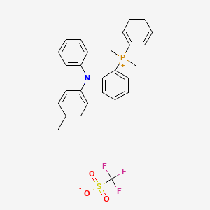 molecular formula C28H27F3NO3PS B13149063 Dimethyl(phenyl)(2-(phenyl(p-tolyl)amino)phenyl)phosphoniumtrifluoromethanesulfonate 