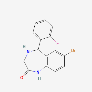 molecular formula C15H12BrFN2O B13149128 7-Bromo-5-(2-fluorophenyl)-4,5-dihydro-1H-benzo[e][1,4]diazepin-2(3H)-one 