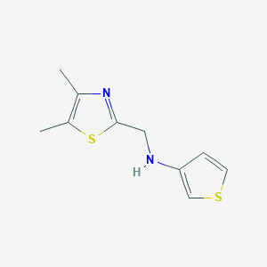 molecular formula C10H12N2S2 B13149149 N-[(Dimethyl-1,3-thiazol-2-YL)methyl]thiophen-3-amine 