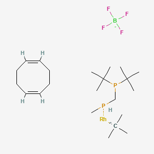 molecular formula C22H45BF4P2Rh-2 B13149154 (R)-(-)-t-Butylmethyl(di-t-butylphosphinomethyl)phosphino(1,5-cyclooctadiene)rhodium(I) tetrafluoroborate 