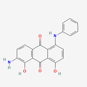 molecular formula C20H14N2O4 B13149171 2-Amino-1,8-dihydroxy-5-(phenylamino)anthraquinone CAS No. 84788-11-4