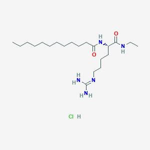 molecular formula C21H44ClN5O2 B13149178 N-[(2S)-6-(diaminomethylideneamino)-1-(ethylamino)-1-oxohexan-2-yl]dodecanamide;hydrochloride 