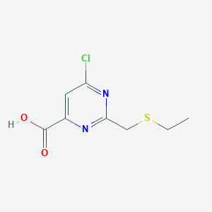 molecular formula C8H9ClN2O2S B13149199 6-Chloro-2-[(ethylsulfanyl)methyl]pyrimidine-4-carboxylic acid 