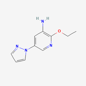 molecular formula C10H12N4O B13149216 2-ethoxy-5-(1H-pyrazol-1-yl)pyridin-3-amine 