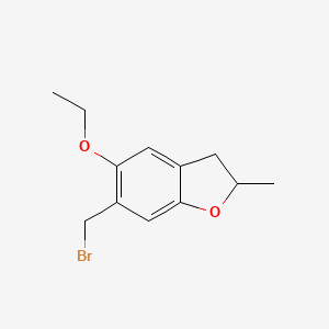 molecular formula C12H15BrO2 B13149280 6-(Bromomethyl)-5-ethoxy-2-methyl-2,3-dihydro-1-benzofuran 