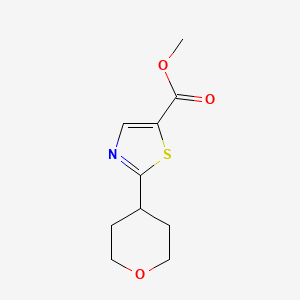 molecular formula C10H13NO3S B13149300 Methyl 2-(tetrahydro-2H-pyran-4-yl)thiazole-5-carboxylate 