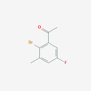 molecular formula C9H8BrFO B13149496 1-(2-Bromo-5-fluoro-3-methylphenyl)ethanone 