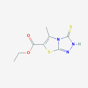 ethyl 5-methyl-3-sulfanylidene-2H,3H-[1,2,4]triazolo[3,4-b][1,3]thiazole-6-carboxylate