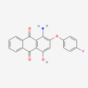 molecular formula C20H12FNO4 B13149620 1-Amino-2-(4-fluorophenoxy)-4-hydroxyanthracene-9,10-dione CAS No. 105551-27-7