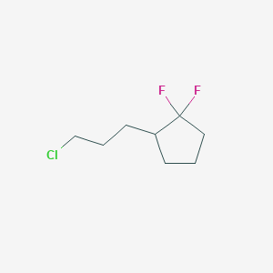 molecular formula C8H13ClF2 B13149634 2-(3-Chloropropyl)-1,1-difluorocyclopentane 