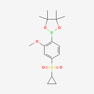 molecular formula C16H23BO5S B13149635 2-(4-(Cyclopropylsulfonyl)-2-methoxyphenyl)-4,4,5,5-tetramethyl-1,3,2-dioxaborolane CAS No. 2304635-82-1