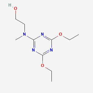 molecular formula C10H18N4O3 B13149915 2-[(4,6-Diethoxy-1,3,5-triazin-2-yl)-methylamino]ethanol 