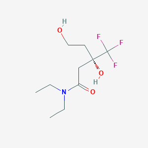 molecular formula C10H18F3NO3 B13150020 (3S)-N,N-diethyl-3,5-dihydroxy-3-(trifluoromethyl)pentanamide CAS No. 1212336-37-2