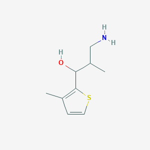 molecular formula C9H15NOS B13150158 3-Amino-2-methyl-1-(3-methylthiophen-2-yl)propan-1-ol 