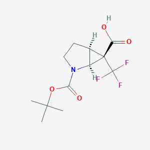 molecular formula C12H16F3NO4 B13150186 (1S,5S,6S)-2-[(tert-butoxy)carbonyl]-6-(trifluoromethyl)-2-azabicyclo[3.1.0]hexane-6-carboxylic acid 