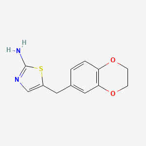 molecular formula C12H12N2O2S B13150315 5-(2,3-Dihydro-1,4-benzodioxin-6-ylmethyl)-1,3-thiazol-2-amine 