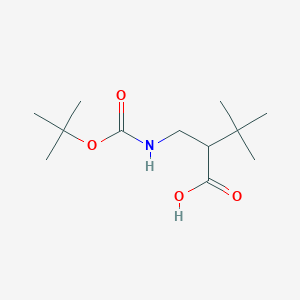 molecular formula C12H23NO4 B13150332 2-(((tert-Butoxycarbonyl)amino)methyl)-3,3-dimethylbutanoic acid 