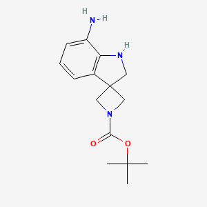 molecular formula C15H21N3O2 B13150350 tert-Butyl 7'-amino-1',2'-dihydrospiro[azetidine-3,3'-indole]-1-carboxylate 