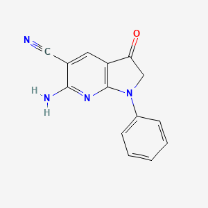 molecular formula C14H10N4O B13150352 6-amino-3-oxo-1-phenyl-2,3-dihydro-1H-pyrrolo[2,3-b]pyridine-5-carbonitrile 