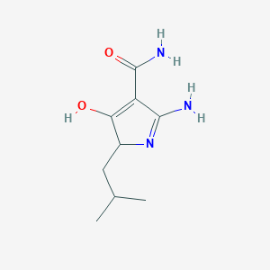 molecular formula C9H15N3O2 B13150371 2-amino-5-(2-methylpropyl)-4-oxo-4,5-dihydro-1H-pyrrole-3-carboxamide CAS No. 929974-60-7