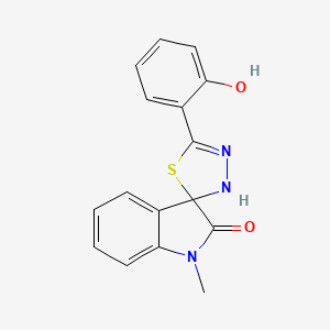 molecular formula C16H13N3O2S B13150374 5'-(2-Hydroxyphenyl)-1-methyl-3'H-spiro[indoline-3,2'-[1,3,4]thiadiazol]-2-one 