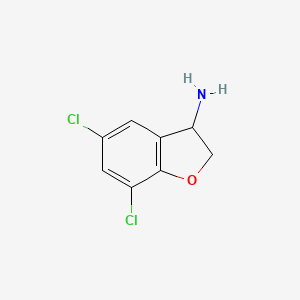 molecular formula C8H7Cl2NO B13150470 (R)-5,7-Dichloro-2,3-dihydrobenzofuran-3-amine 