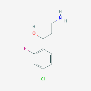 molecular formula C9H11ClFNO B13150490 3-Amino-1-(4-chloro-2-fluorophenyl)propan-1-ol 