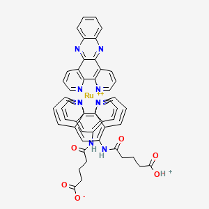 molecular formula C52H39N10O6Ru+ B13150578 hydron;5-oxo-5-(1,10-phenanthrolin-5-ylamino)pentanoate;quinoxalino[2,3-f][1,10]phenanthroline;ruthenium(2+) 