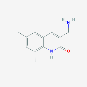 molecular formula C12H14N2O B13150612 3-(Aminomethyl)-6,8-dimethyl-1,2-dihydroquinolin-2-one CAS No. 878657-03-5