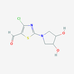 molecular formula C8H9ClN2O3S B13150620 4-Chloro-2-(3,4-dihydroxypyrrolidin-1-yl)-1,3-thiazole-5-carbaldehyde 