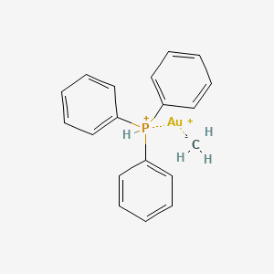 molecular formula C19H19AuP+ B13150621 carbanide;gold(1+);triphenylphosphanium 