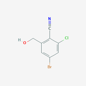 molecular formula C8H5BrClNO B13150660 4-Bromo-2-chloro-6-(hydroxymethyl)benzonitrile 